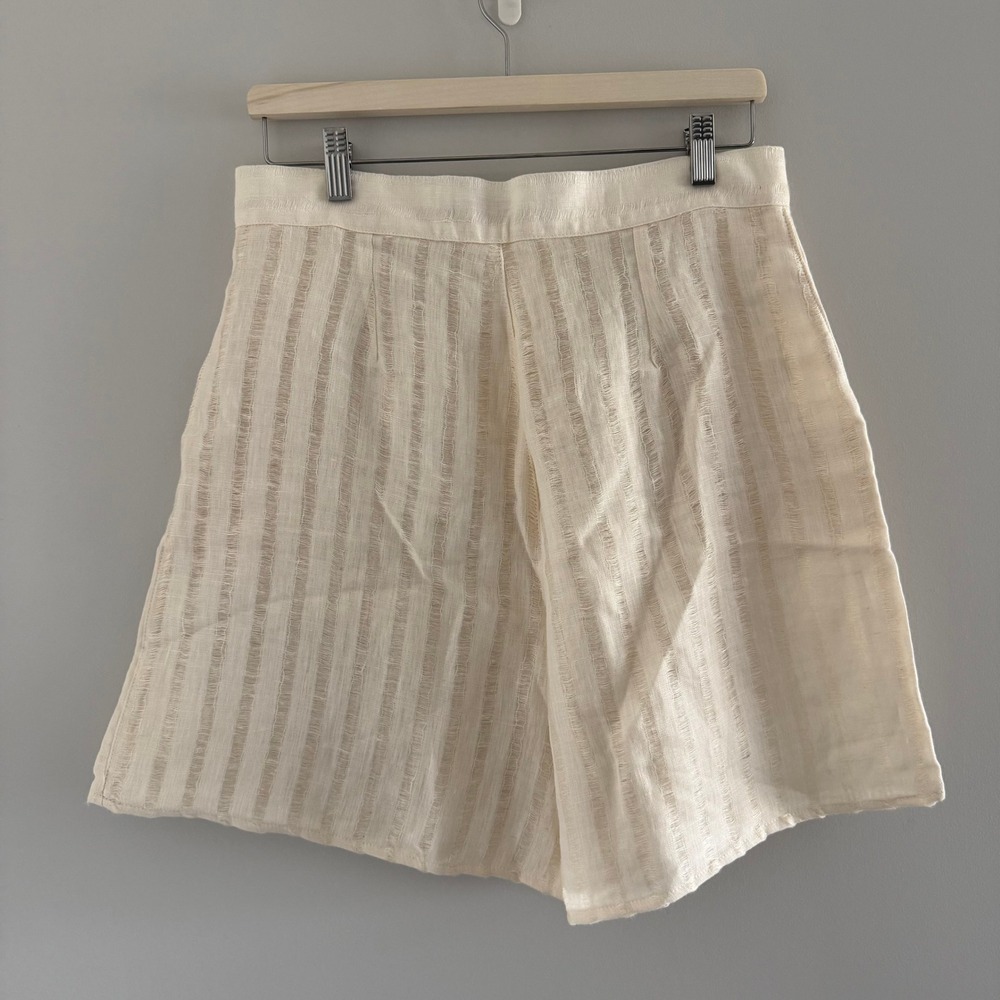Savannah Morrow Dylan Shorts Cream Handloom 100% Linen High Waisted NWT Large - Picture 3 of 14